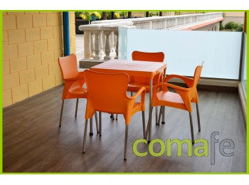 Mesa 70x70 resina patas alumin