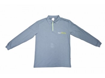 Polo m/l verde/gris bord. ferr