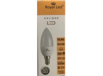 Lampara led vela e14 6w 600lm