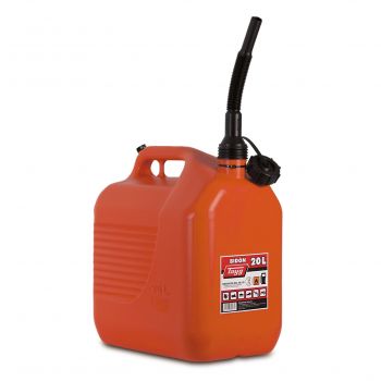 Tradineur - Bidón gasolina con embudo 20 litros, tanque, garrafa  combustible de plástico con cánula, tubo flexible (Rojo, 40 x 2