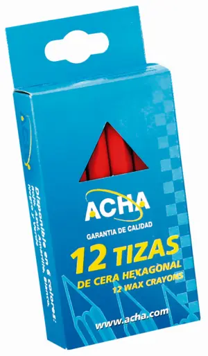 TIZA CERA HEXAGONAL 12CM ROJO
