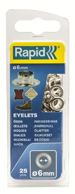 OJAL CUERO Ø 6 MM 25 UDS RAPID