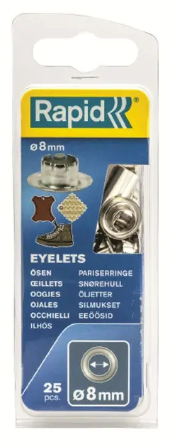OJAL CUERO Ø 8 MM 25 UDS RAPID
