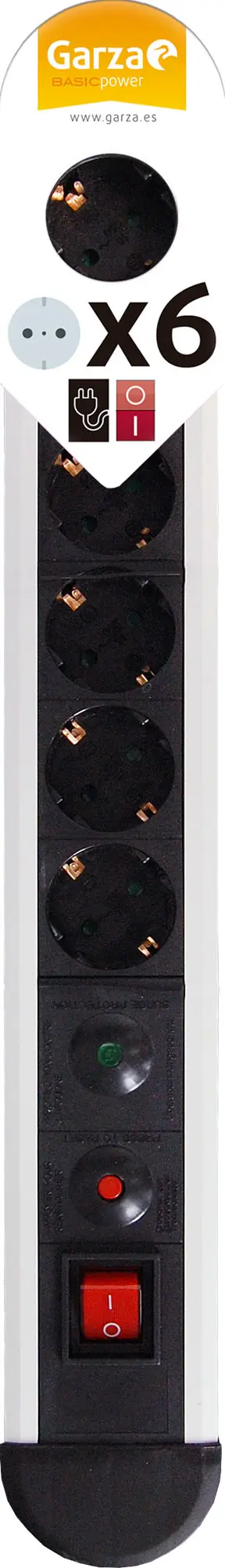 REGLETA 6 TOMAS INTERRUPTOR 90