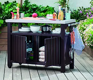 MESA BARBACOA RESINA MARRON EX