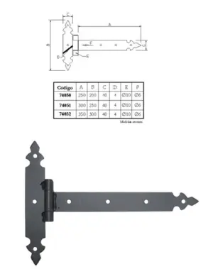 BISAGRA "T" 250X200MM 74050 NE