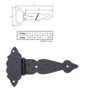 BISAGRA 100X80MM 73950 NEGRO