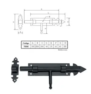 CERROJO 200MM 73282 NEGRO