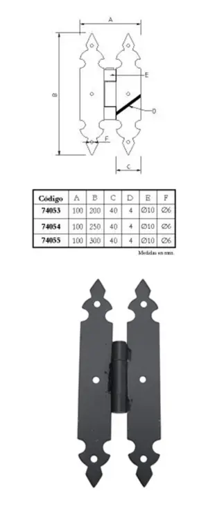 BISAGRA MARIPOSA 100X200MM 740
