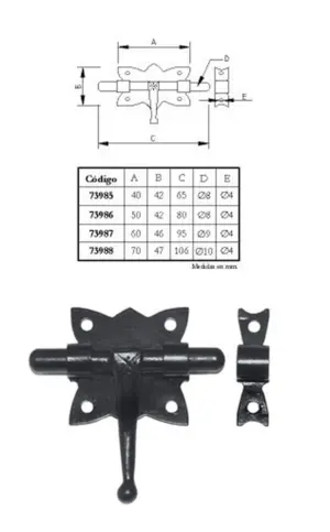 CERROJO 60MM 73987 NEGRO