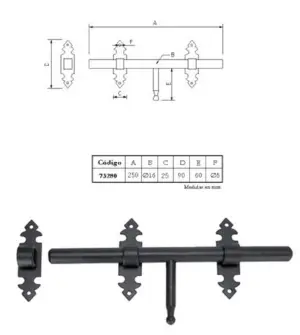 CERROJO 250MM 73280 NEGRO