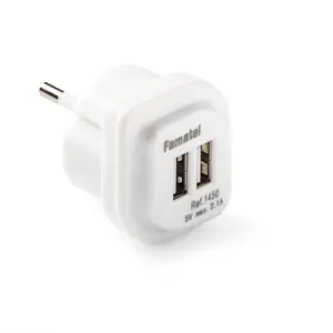 CARGADOR 2 USB BLANCO 2,1A IP2