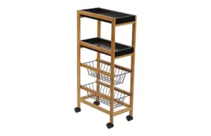 CARRO C/ RUEDAS 2 CESTAS NEGRO