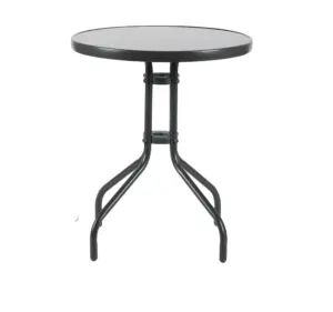 MESA ACERO CRISTAL GRIS Ø60 CM