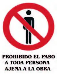 CARTEL SEÑAL PASO OBRA 40X30CM