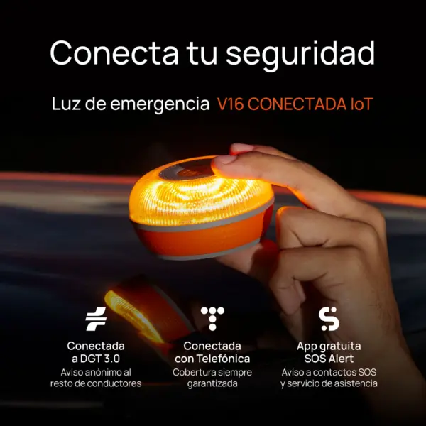 Luz de Emergencia V16 Conectada FlashLED SOS IoT – Homologada por la DGT 3.0 - Imagen 3