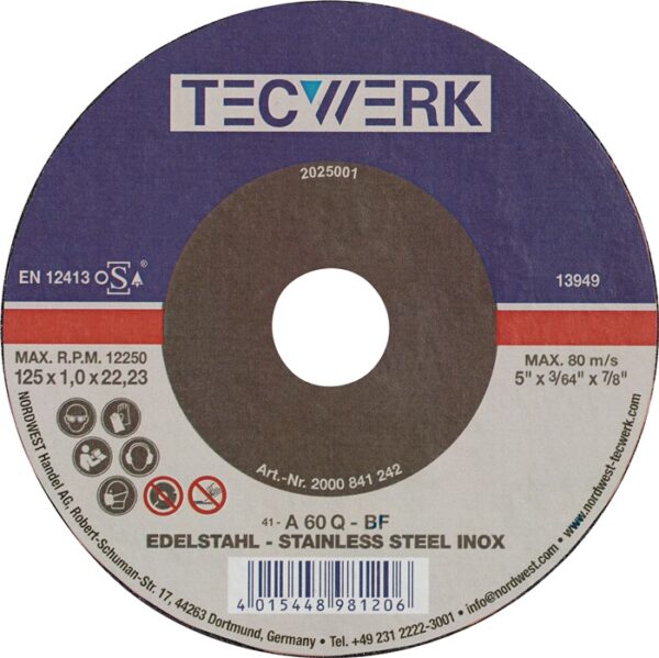 DISCO INOX RECTO 22,23MM D125x