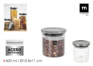 TARRO BOROSILICATO TAPA ACERO