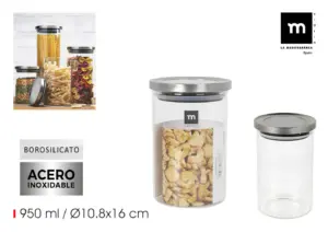 TARRO BOROSILICATO TAPA ACERO