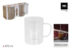 TAZA BOROSILICATO DOBLE SET 2U
