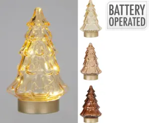 ARBOL VIDRIO CON LED 19CM 3ASS