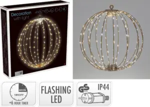 BOLA METAL PLEG.ORO LED 30CM