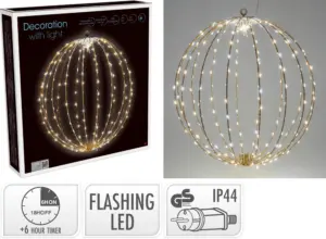 BOLA METAL PLEG.ORO LED 40CM
