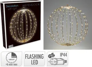 BOLA METAL PLEG.ORO LED 50CM
